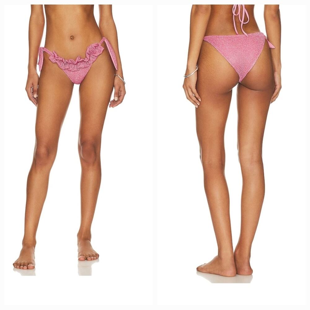 CHIO Ruched Lurex Bikini Set in Pink